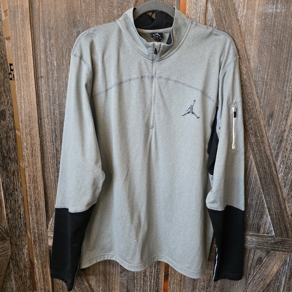 Nike Jacket Men's Size XL Gray & Black Dri-Fit Air Jordan Long Sleeve Pullover